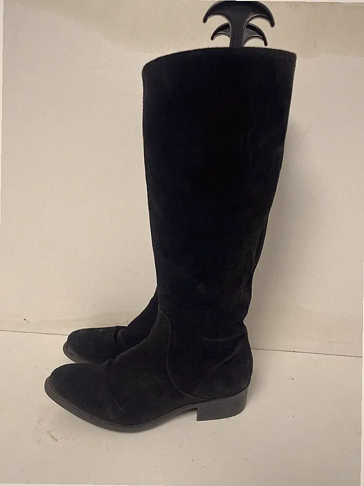 Toni Pons Damen schwarz Kunstleder seitlicher Reißverschluss Kniehohe Stiefel. UK(4)EUR(37) -E95