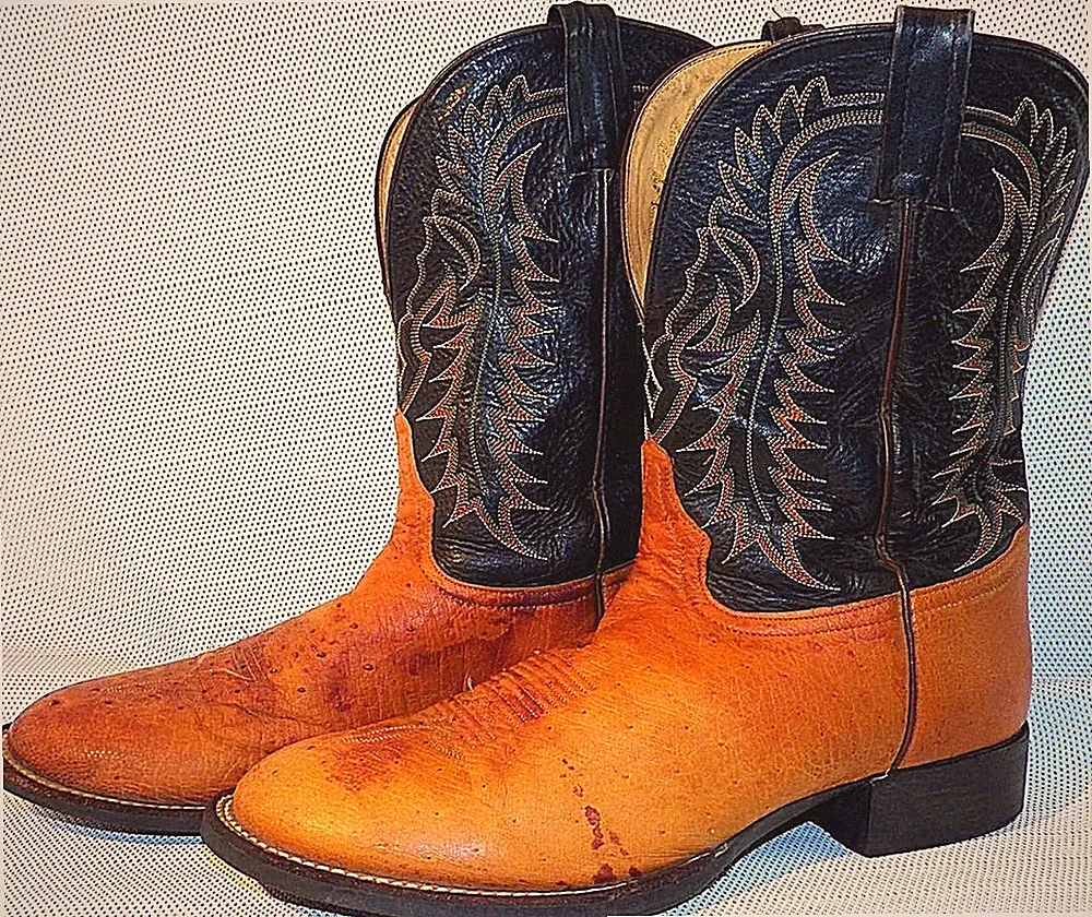 Tony Lama Mandel Rost Glatt Strauß Roper Gummisohle Cowboy Stiefel 11-1/2 D