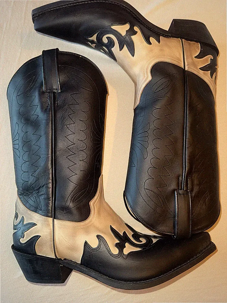 Tony Mora Cowboystiefel Leder schwarz/beige Boots EU 41 | fast neuwertig Stiefel