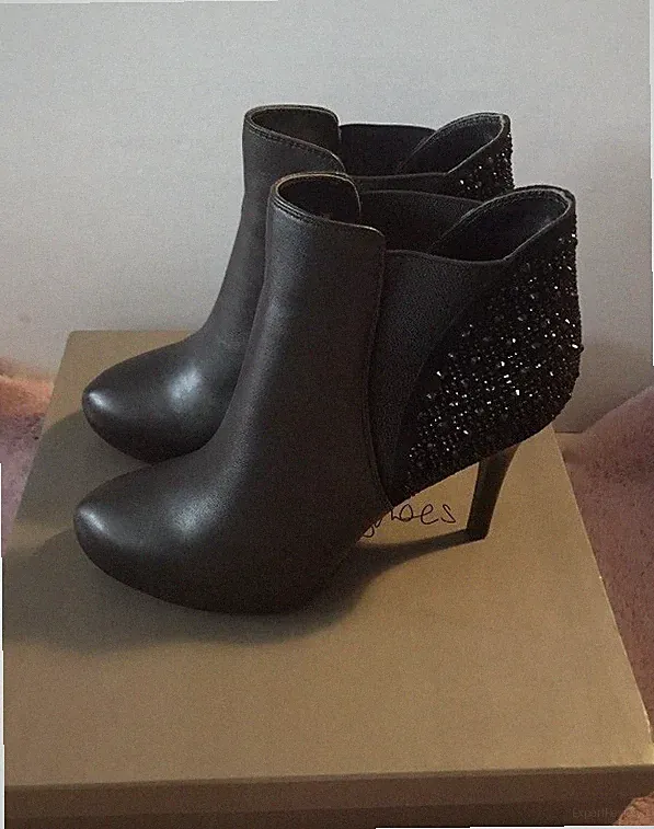 Tosca Blu Damen Stiefelette Neu Gr 39 Leder Glitzer Absatz 11 Italy SchwarzNP205