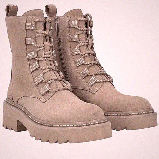 ToscaBlu Damen Stiefelette Lea Wildleder Farbe Schlamm