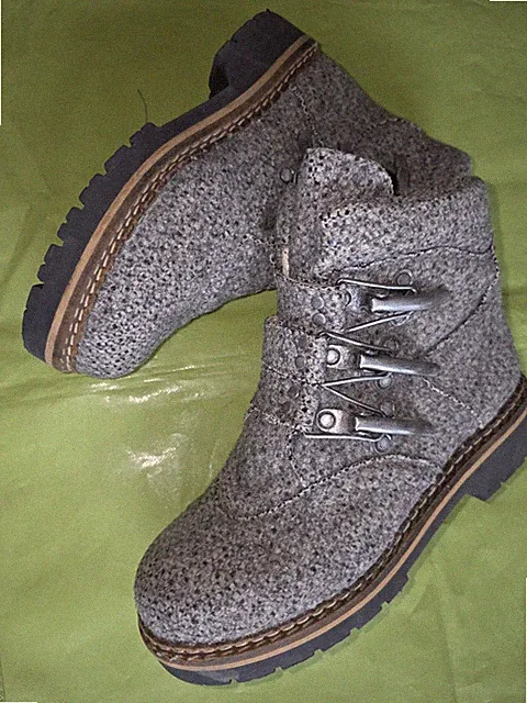 Trachten Boots Geier Wally Austria Gr.41 Grau mit Ski Schnallen Vintage