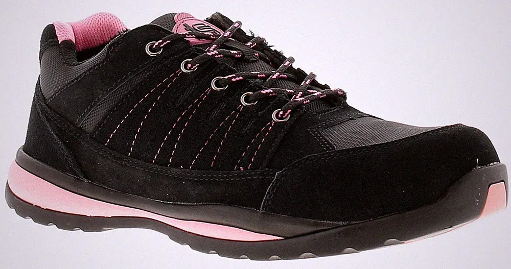 Tradesafe Damen Sicherheit Turnschuhe Force Wildleder Schnürer Schwarz UK Größe