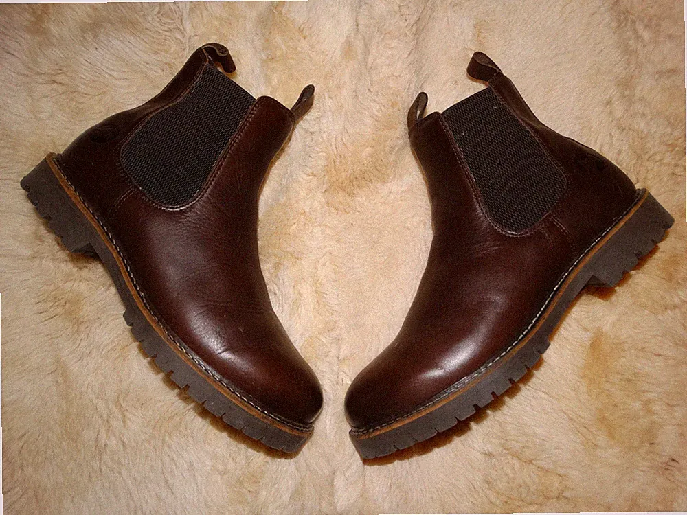 TRAVELIN Damen Echtleder Woll gefüttertte Chelsea Stiefel Boots 41 UK 7,5 Braun