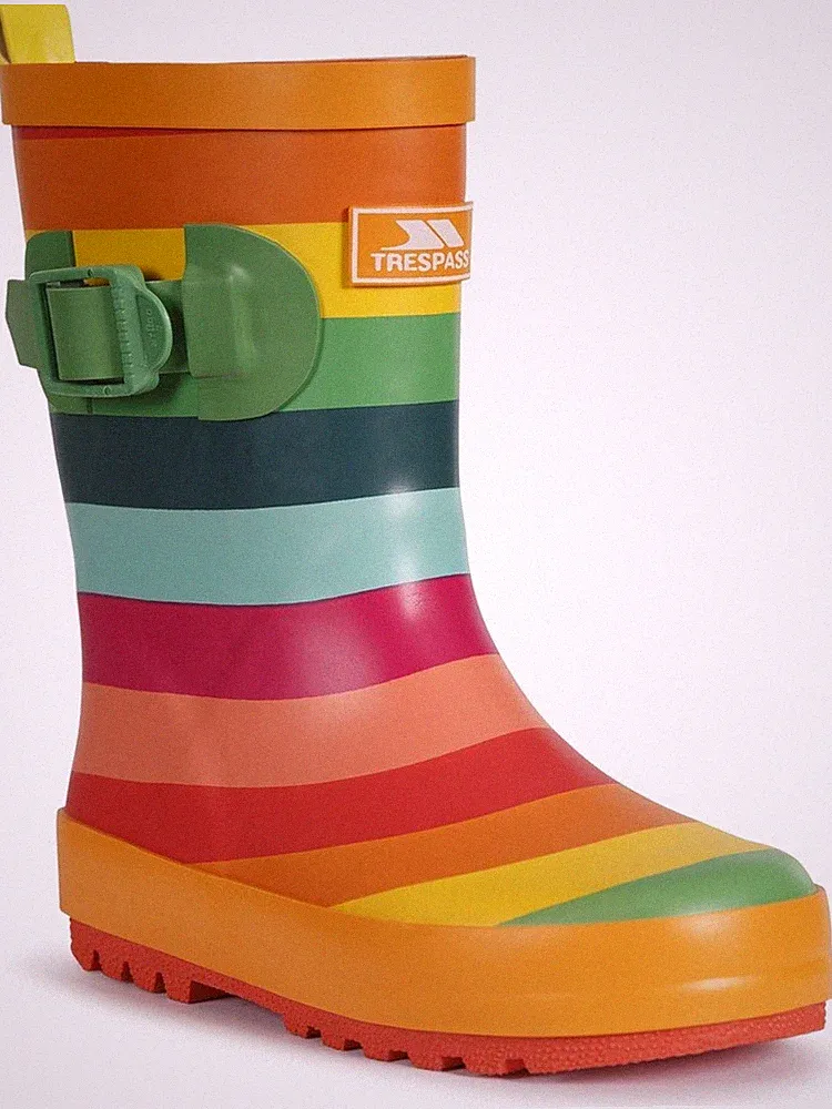 Trespass Jungen Kinder Gummistiefel Puddle - Kids Welly Rainbow Stripe