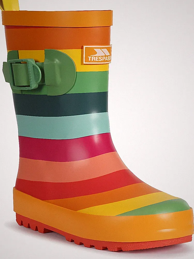 Trespass Jungen Kinder Gummistiefel Puddle - Kids Welly Rainbow Stripe