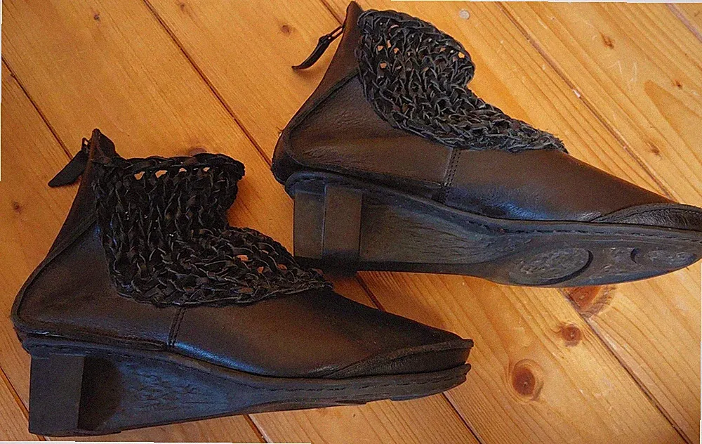 TRIPPEN Berlin Stiefelette Leder Netz TWEED black Größe 40 x+o NP 399 Euro