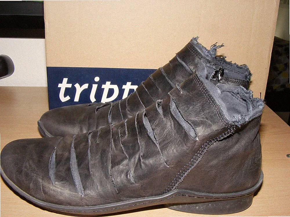 Trippen Gr.38 schwarz , blauer Jeansstoff coole Schuhe