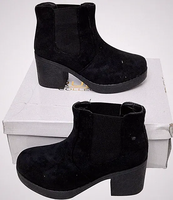 TRUFFLE Star Black Synthetic Block Heel Round Toe Boots Damen EU 38 UK 5