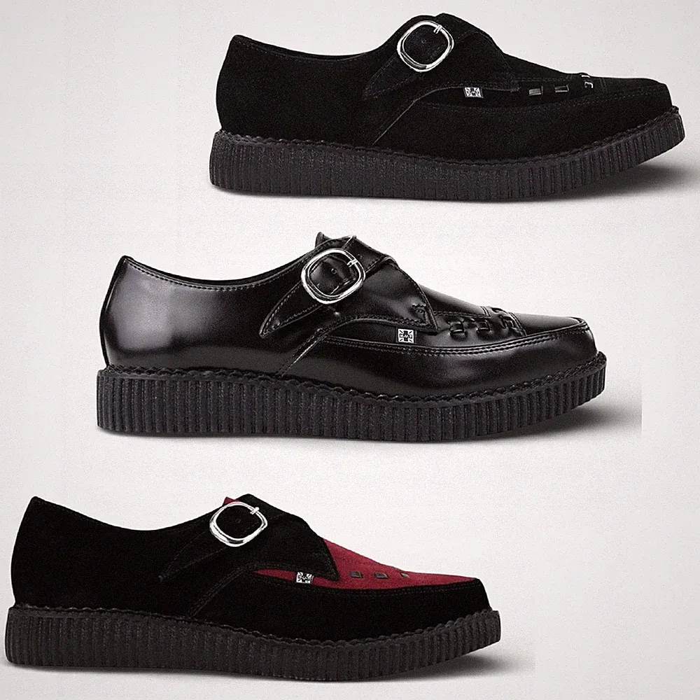 TUK Schuhe Herren Damen Spitz Creeper Monk Schnalle Goth Plateau Schuhe