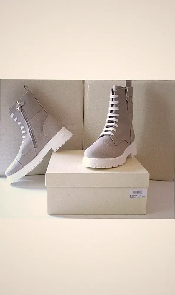 TWENSET Amphibien Damen Beige Canvas + 100% Lederfutter, Schnürsenkel + Reißverschluss, EU-40 €154