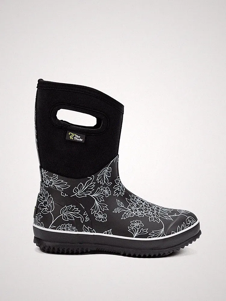 TwoTracks Neoprenstiefel Pia Black Halbhoch Outdoorstiefel Gummistiefel