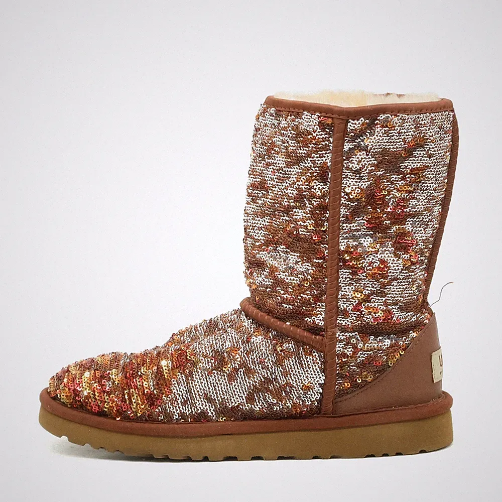 UGG Australia Damen Classic Short Sequin stiefel braun, komfort, warm EU 38