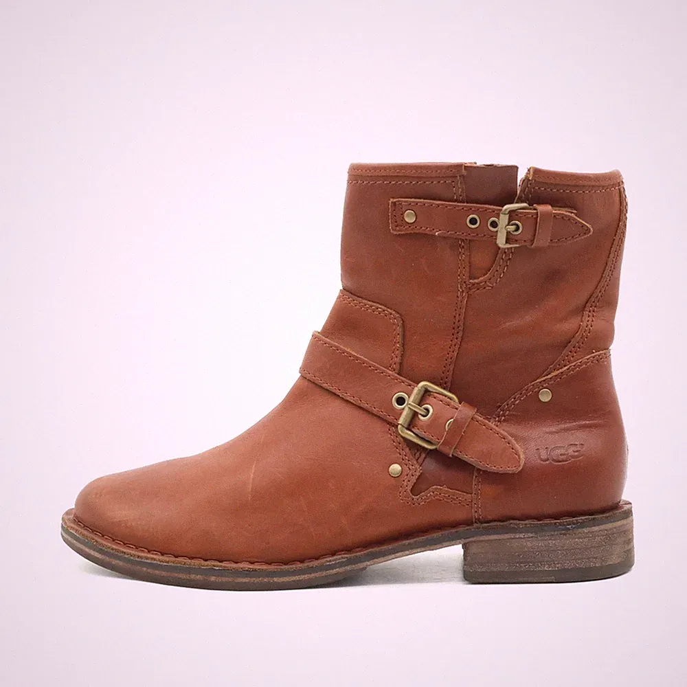 UGG Damen 1001661 Boots Braun Leder Knöchelhoch Vintage-Look Stiefeletten EU 39