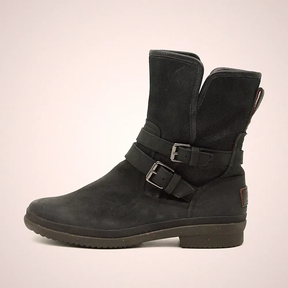 UGG Damen 1008439 Stiefel Schwarz Leder Mittel Wasserfest Winterstiefel EU 39.5