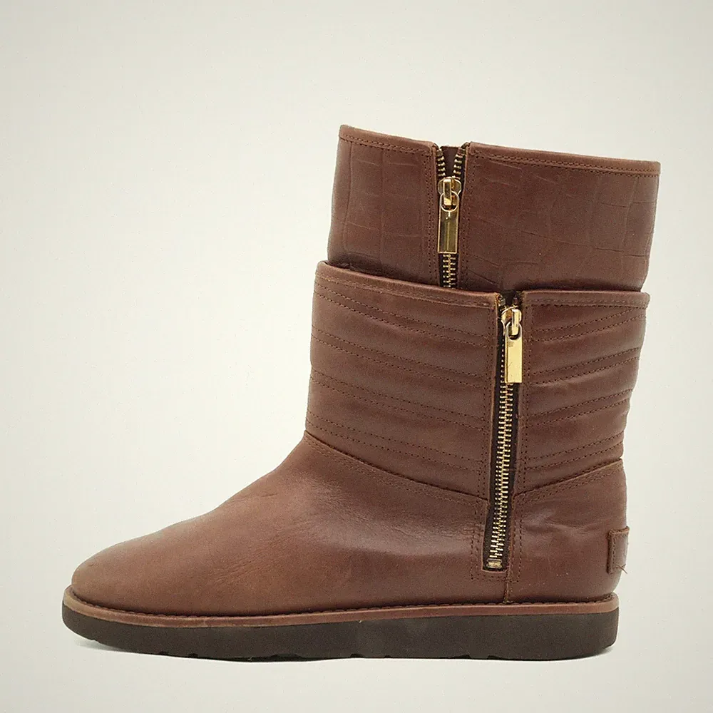 UGG Damen 1018218 Winterstiefel Braun Leder Mittel Classic Stiefel EU 39