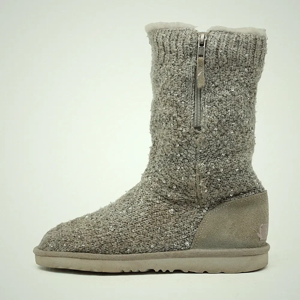 UGG Damen 1104669K Stiefel Grau Strick Mittel Reißverschluss Classic EU 37