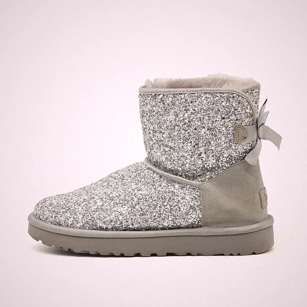 UGG Damen 1107073 Stiefel Silber Leder Knöchelhoch , Classic Stiefeletten EU 40