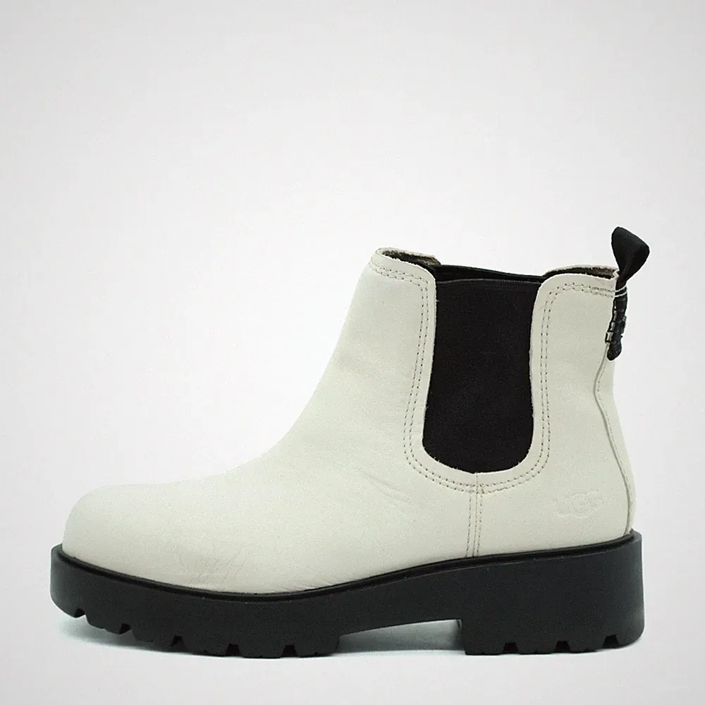 UGG Damen 1115891 Stiefeletten Elfenbein Leder Knöchelhoch Chelsea Boots EU 39.5