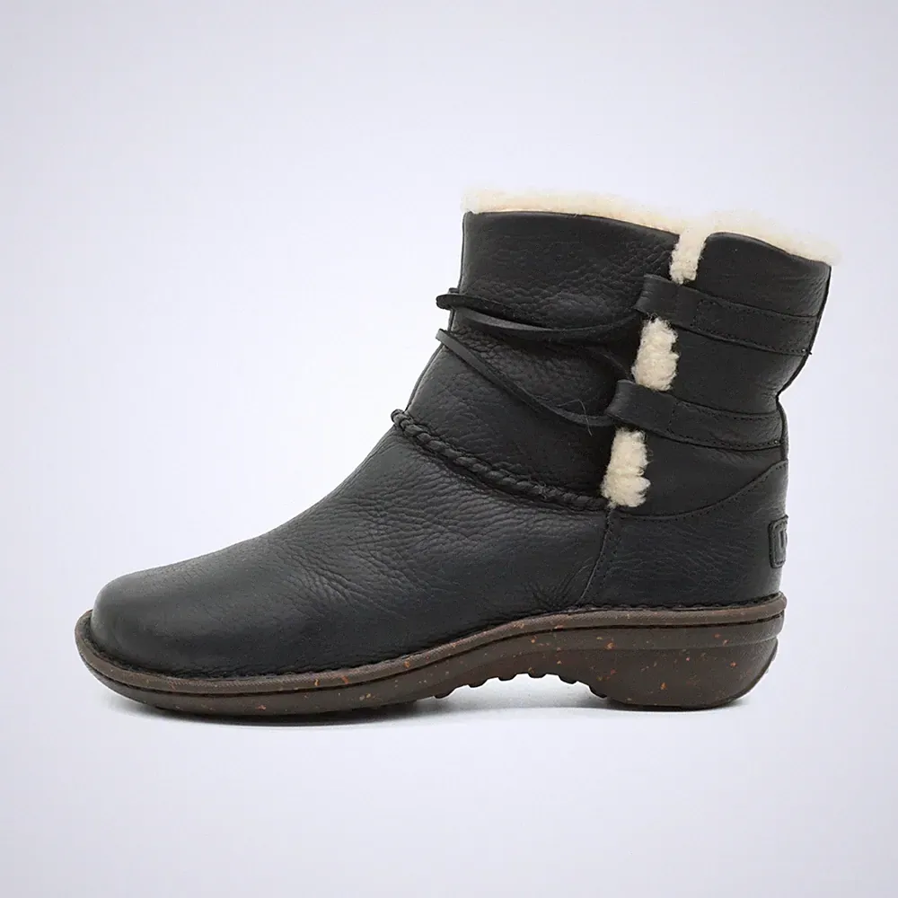 UGG Damen 1932 Stiefel Schwarz Leder Kurzschaft Classic Winterstiefel EU 38