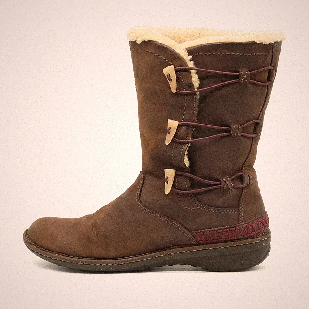 UGG Damen 5155 Winterstiefel Braun Leder Mittel Gefüttert Classic Stiefel EU 42