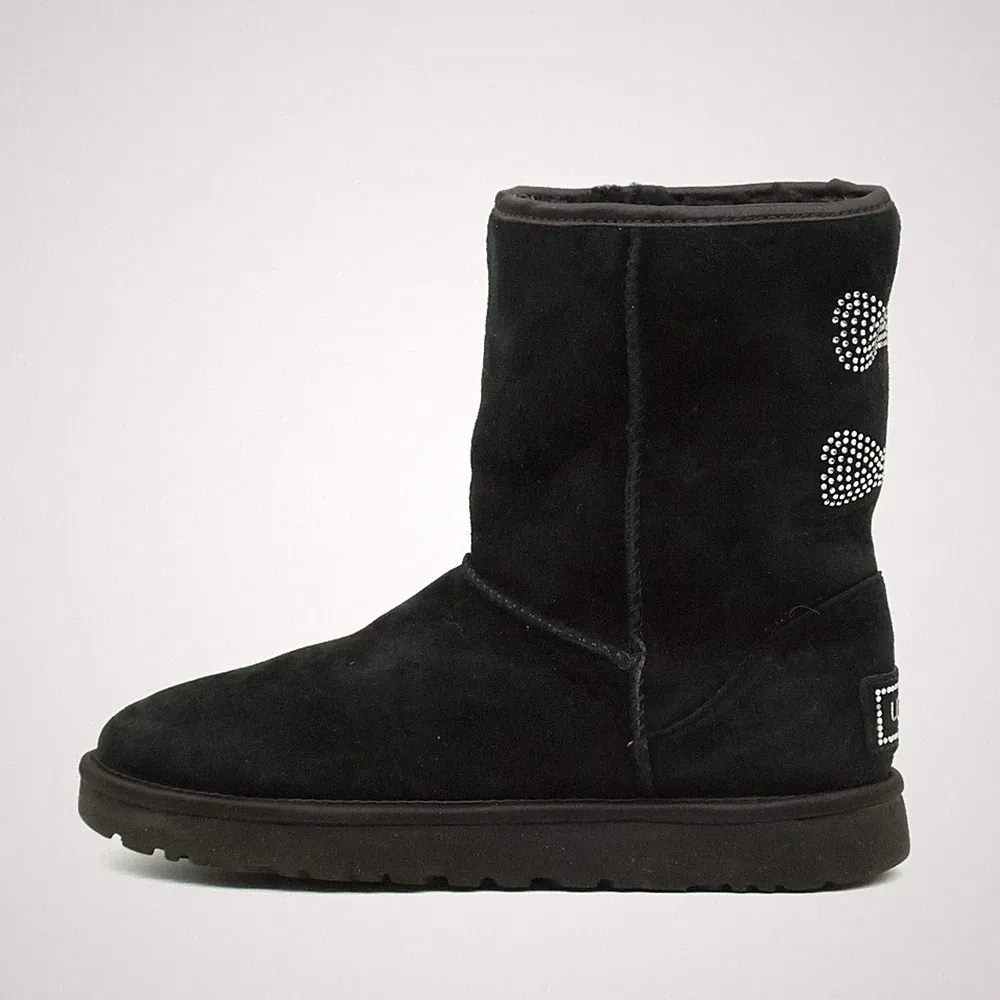 UGG Damen Classic Bow Glitzer Winterstiefel Schwarz Warmfutter Stiefel EU 39