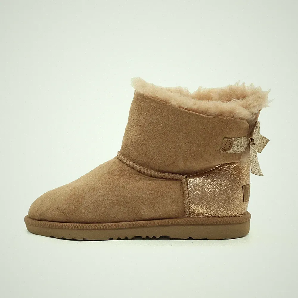UGG Damen classic mini bow boot braun/gold rutschhemmend winterstiefel EU 37