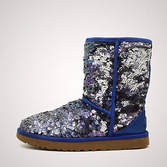 UGG Damen Classic Short Stiefel Silber Blau Mid-Calf Warm gefüttert EU 37