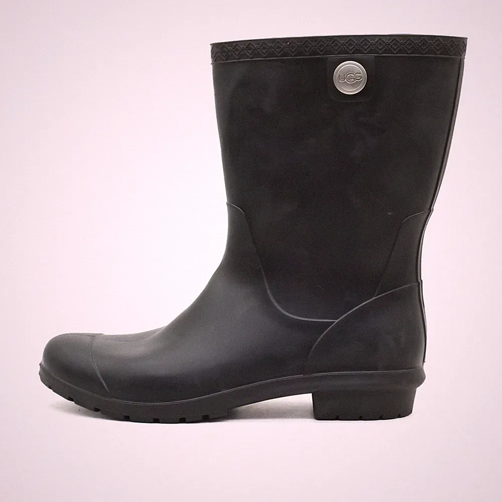 UGG Damen Regenstiefel Stiefel Schwarz Gummi Mittel Wasserfest EU 40.5