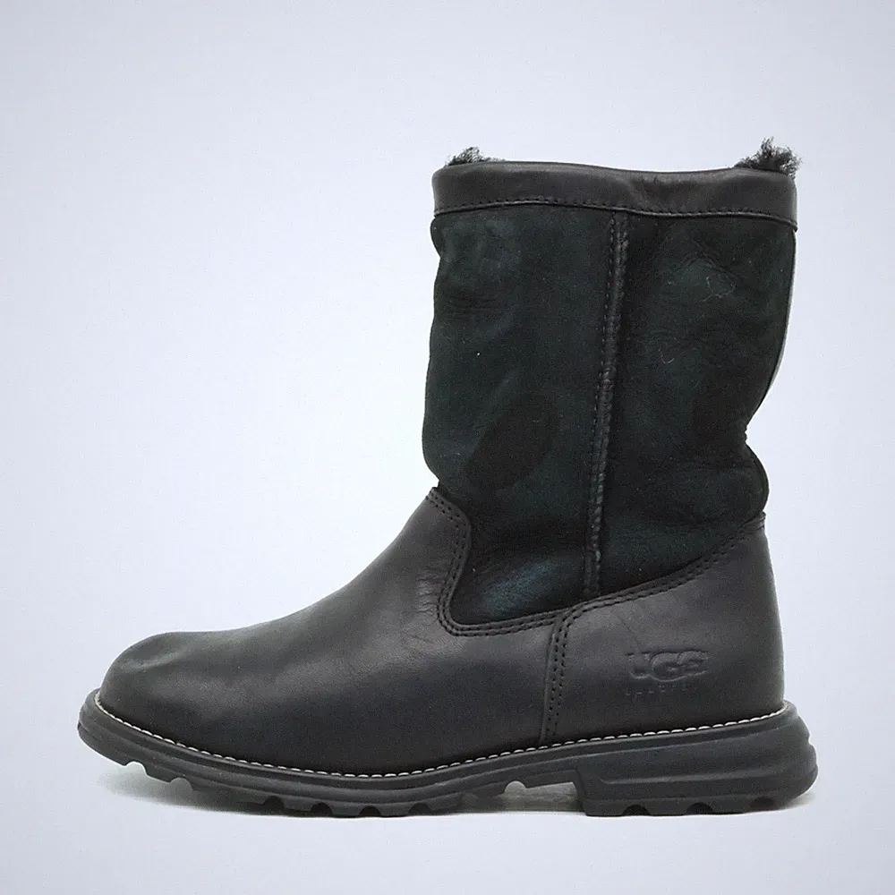 UGG Damen SN 5819 Winterstiefel Schwarz Leder Mittelhoch Classic Stiefel EU 37