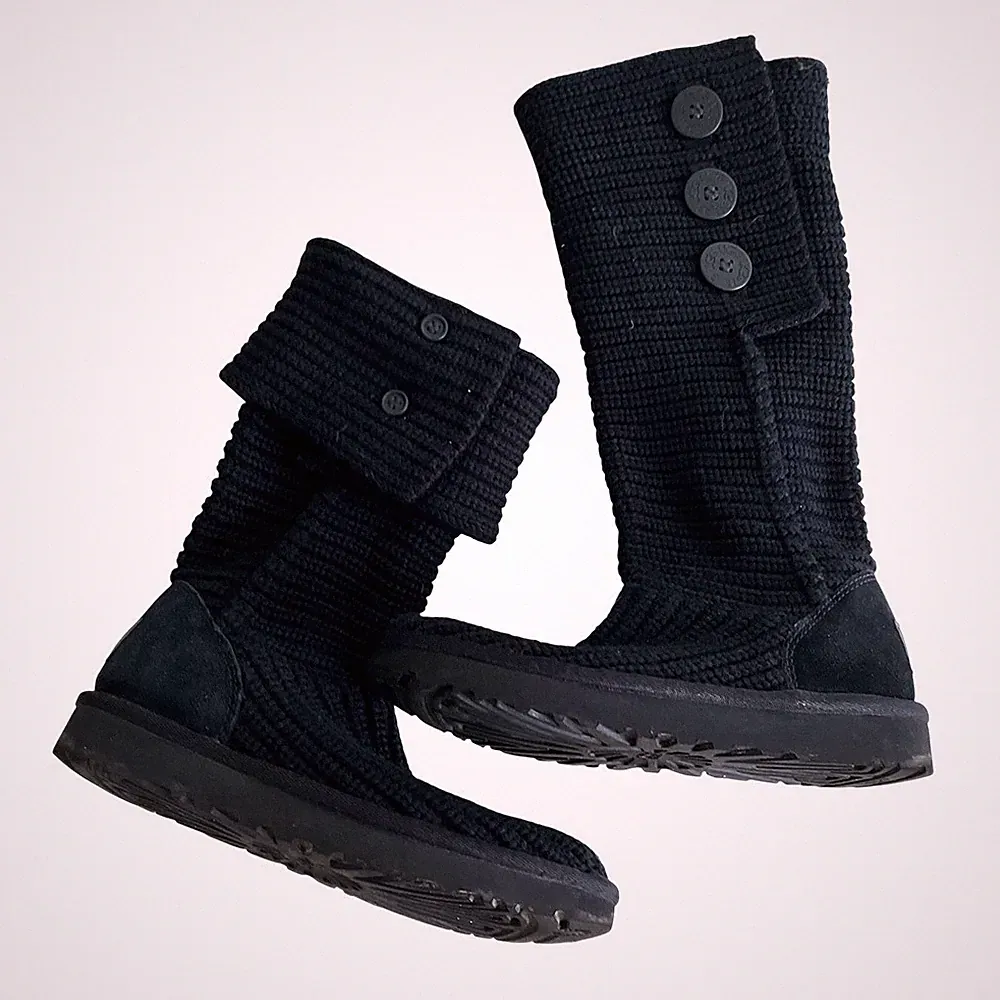 UGG - EU/38 - Wollstrickstiefel schwarz Damen