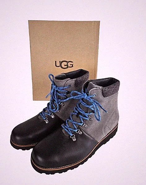 UGG Halfdan Herren Schnür-Boot Stiefel Charcoal Leder Gr.45,5, Neu !!