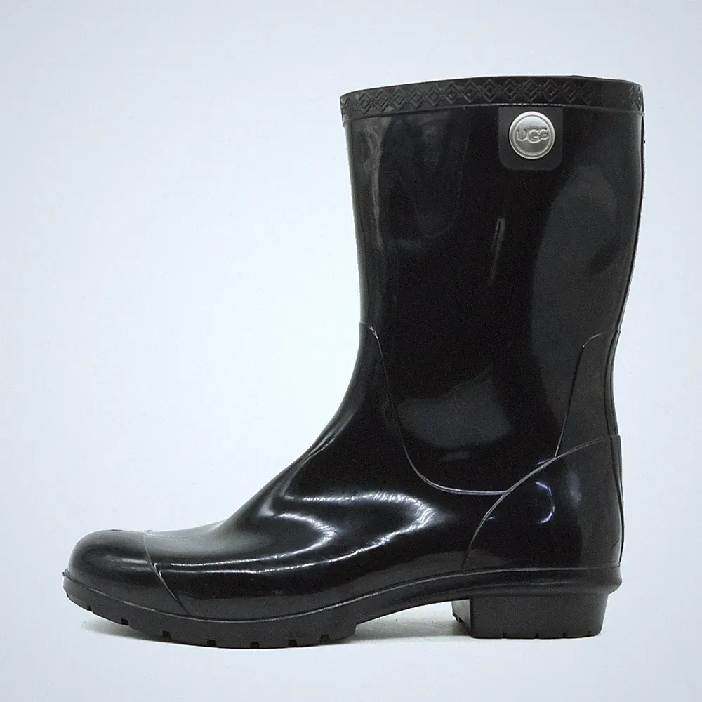 UGG Herren Regenstiefel Stiefel Schwarz Gummi Mittel Boots EU 42.5