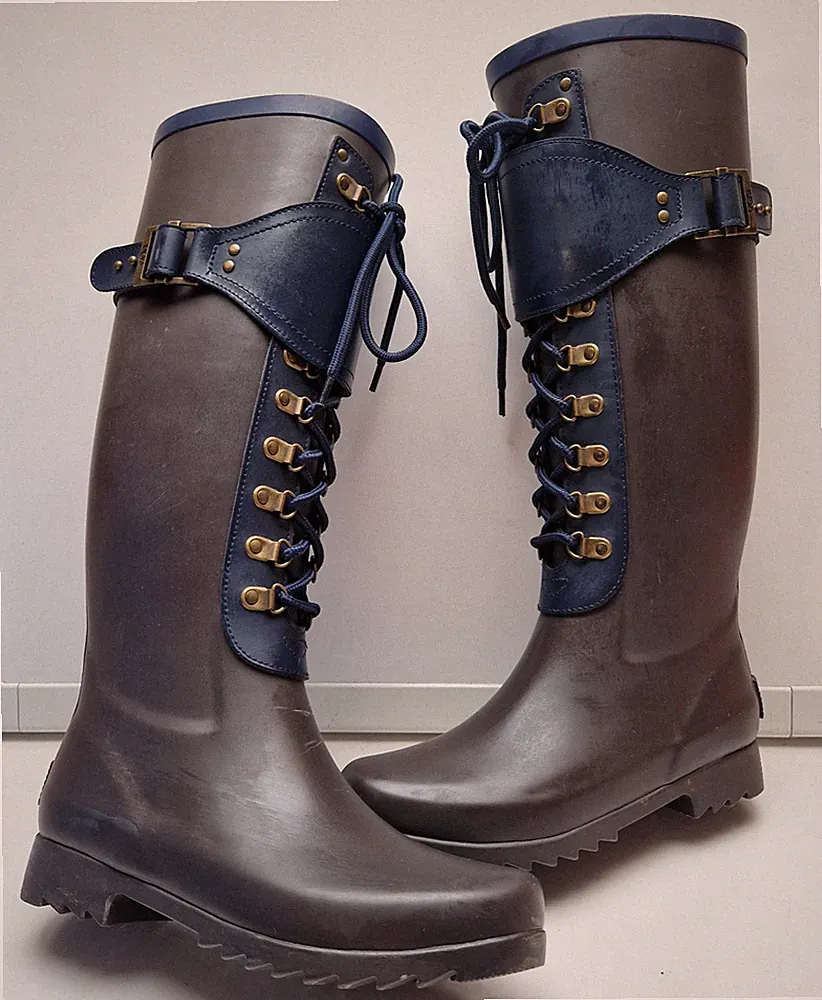 UGG Stiefel Rain Boots Madelynn Gummistiefel Rubber Lammfell Khaki/ Blau Gr.36