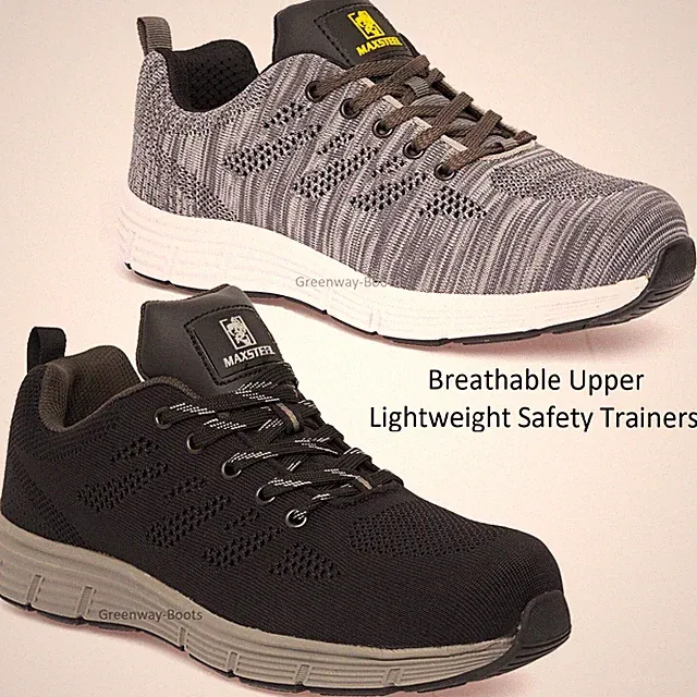 Ultraleichte schwarze Damen-Sneaker-Pumps Sicherheits-Stahlkappe Arbeit Größe