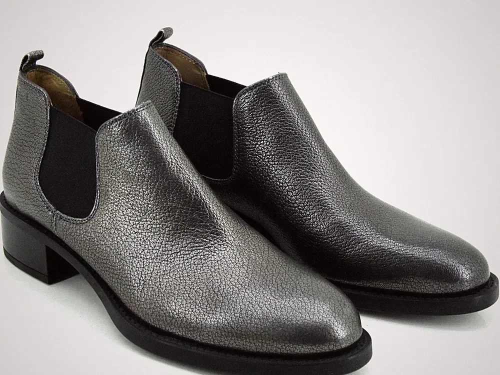 UNISA Chelsea Stiefelette Boots Stiefel Damen Schuhe Leder Gr 38 Silber