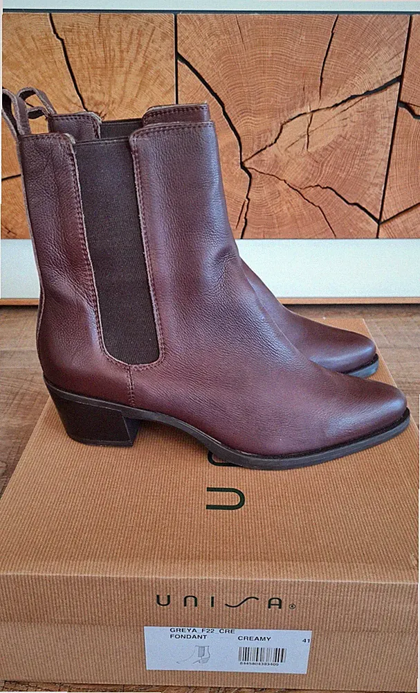 Unisa Echt Leder Cowboy Stiefeletten dunkel braun 41 (7,5)