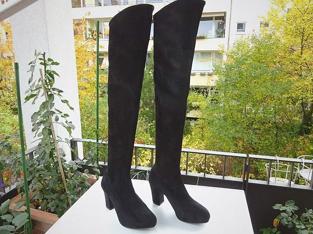 UNISA NORUEGA Strumpf Stretch Overknee Plateau Stiefel Textil Spain Gr.37,5 Neuw