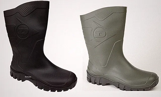 Unisex Dunlop W116 schwarz grün kurze halblange Stiefeletten Gummistiefel weite Wade