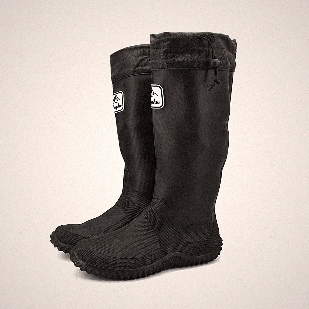 Unisex Faltbare Gummistiefel, Wasserdicht Rutschfest, Schwarz