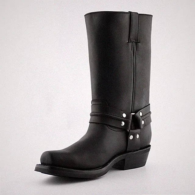 Unisex GRINDERS HI RENEGADE schwarz Biker Motorrad Cowboy Leder halbhohe Stiefel