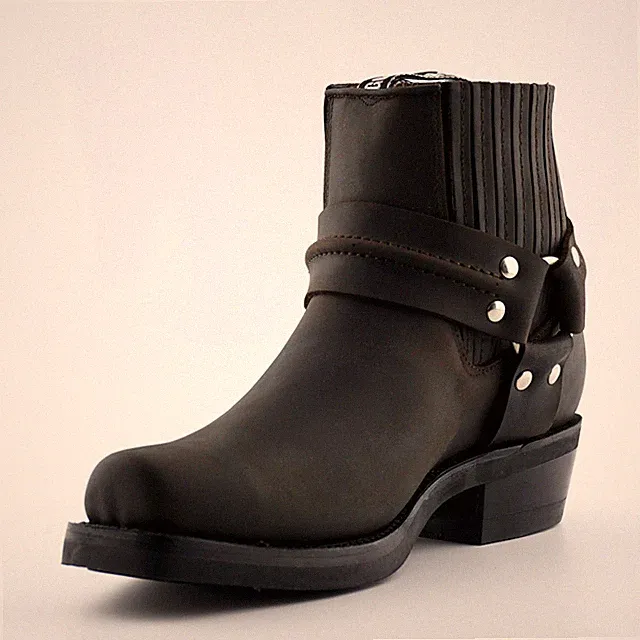 Unisex GRINDERS LOW RENEGADE Braun Biker Motorrad Cowboy Leder Stiefeletten