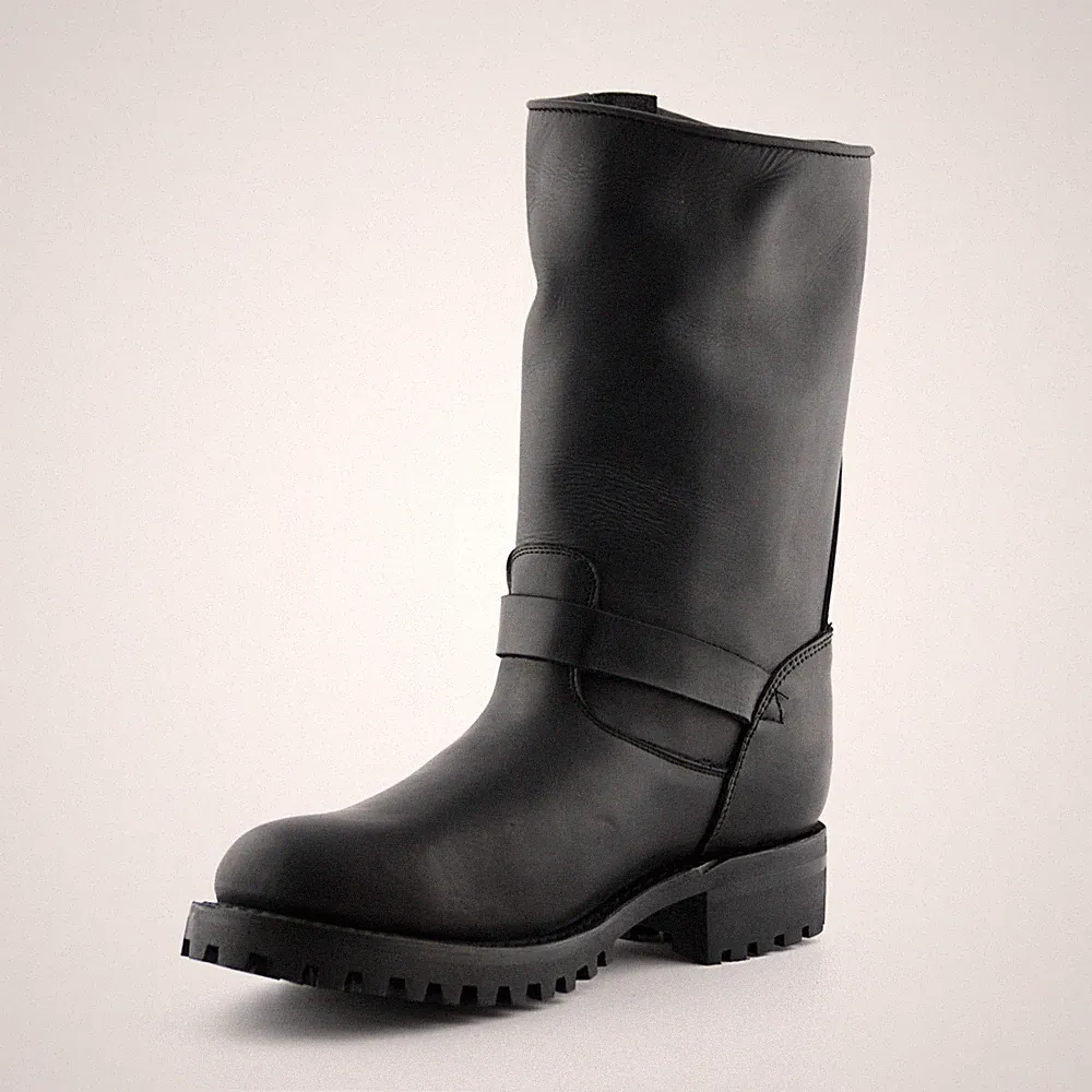 UNISEX Grinders Wild one SCHWARZ Biker Echtleder Schnalle STIEFEL