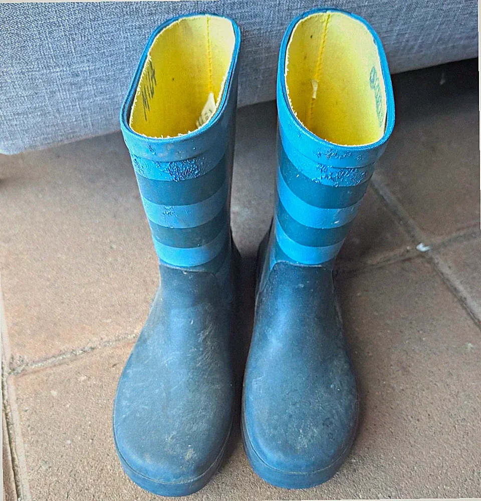 Unisex Kinder Gummistiefel blau gestreift EU 33, Obermaterial Gummi