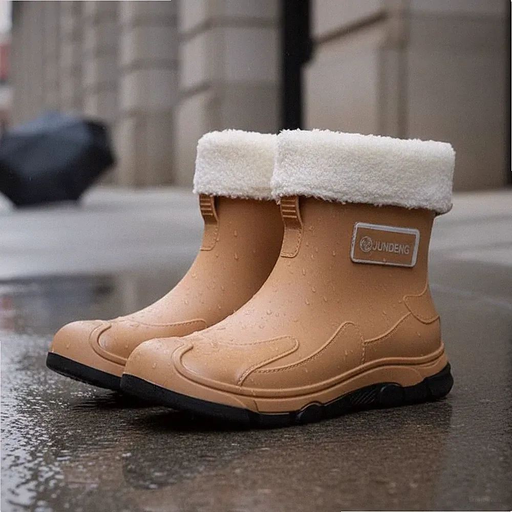 Unisex Regenstiefel Wasserdicht Warme Fütterung für Kalte Tage