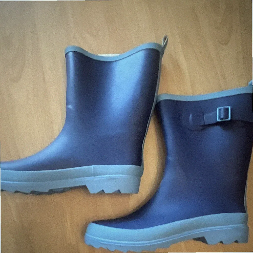 up2 Damen Gummistiefel Blau mit Schnalle wadenlang flach Gr. 38