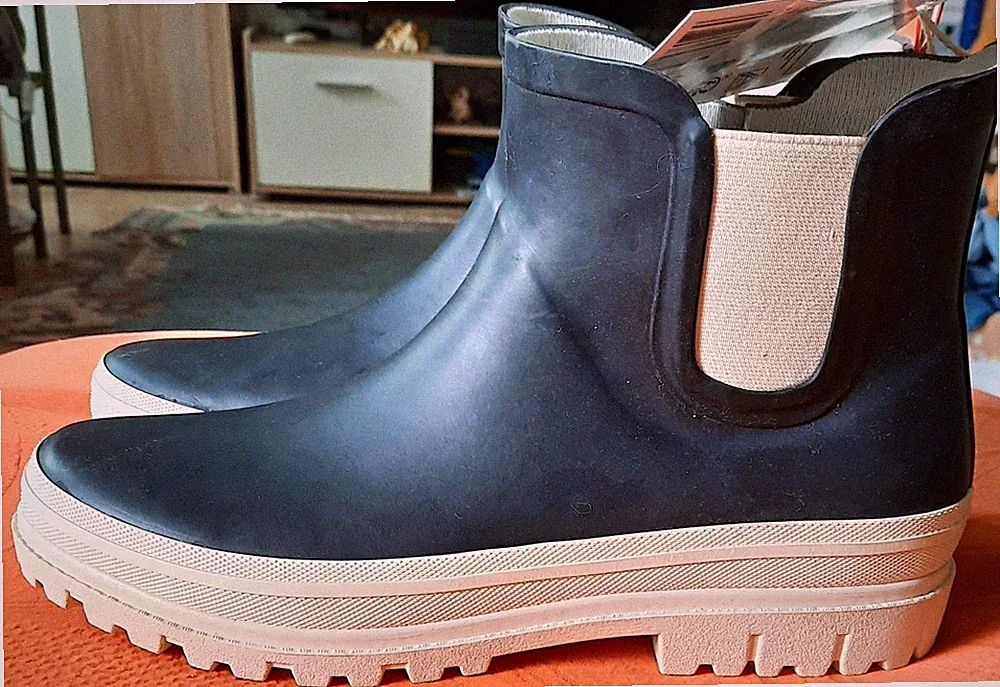 UP2 Fashion Damen Chelsea Gummistiefeletten 41 Schwarz/Weiß wasserdicht