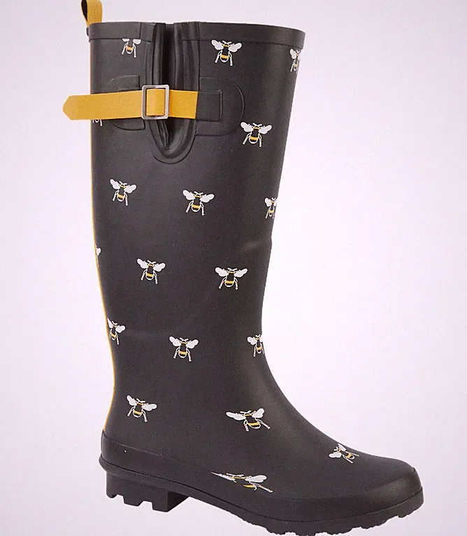 Urban Jacks Damen Gummistiefel Ladies Tall Mid Calf Wide Gummistiefel Honey Bee