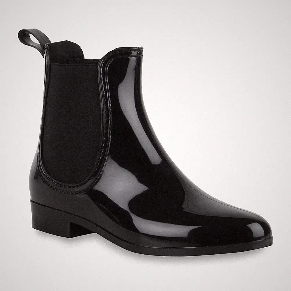 VAN HILL Damen Gummistiefeletten Allison Lack Stiefeletten Chelsea Boots Rund