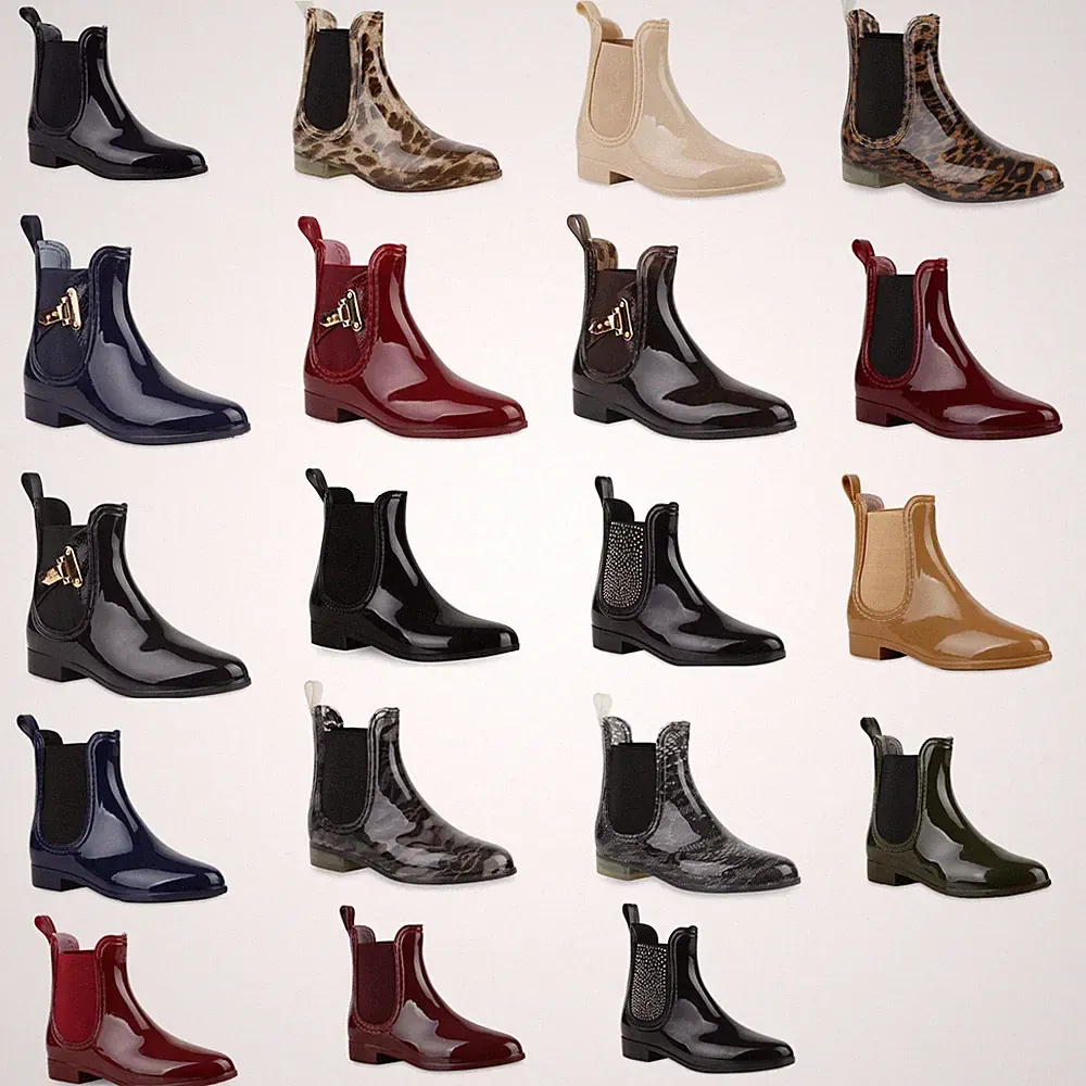 VAN HILL Damen Gummistiefeletten Allison Lack Stiefeletten Chelsea Boots Rund